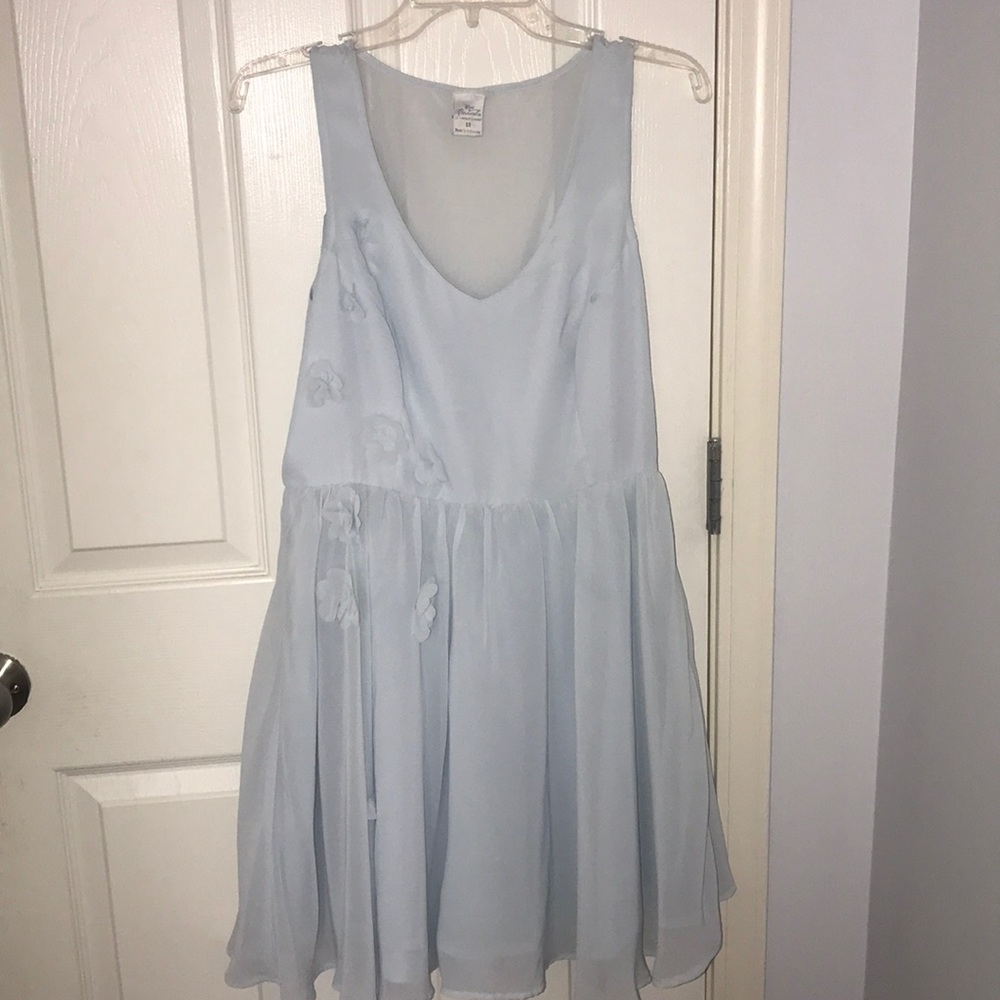 sky blue dress with flower details